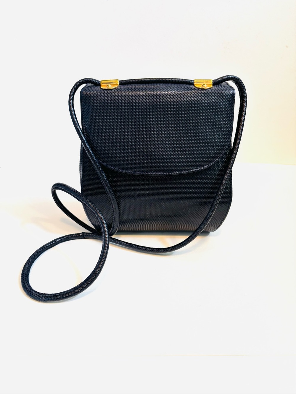 Vintage Stuart Weitzman Navy Textured Crossbody RARE